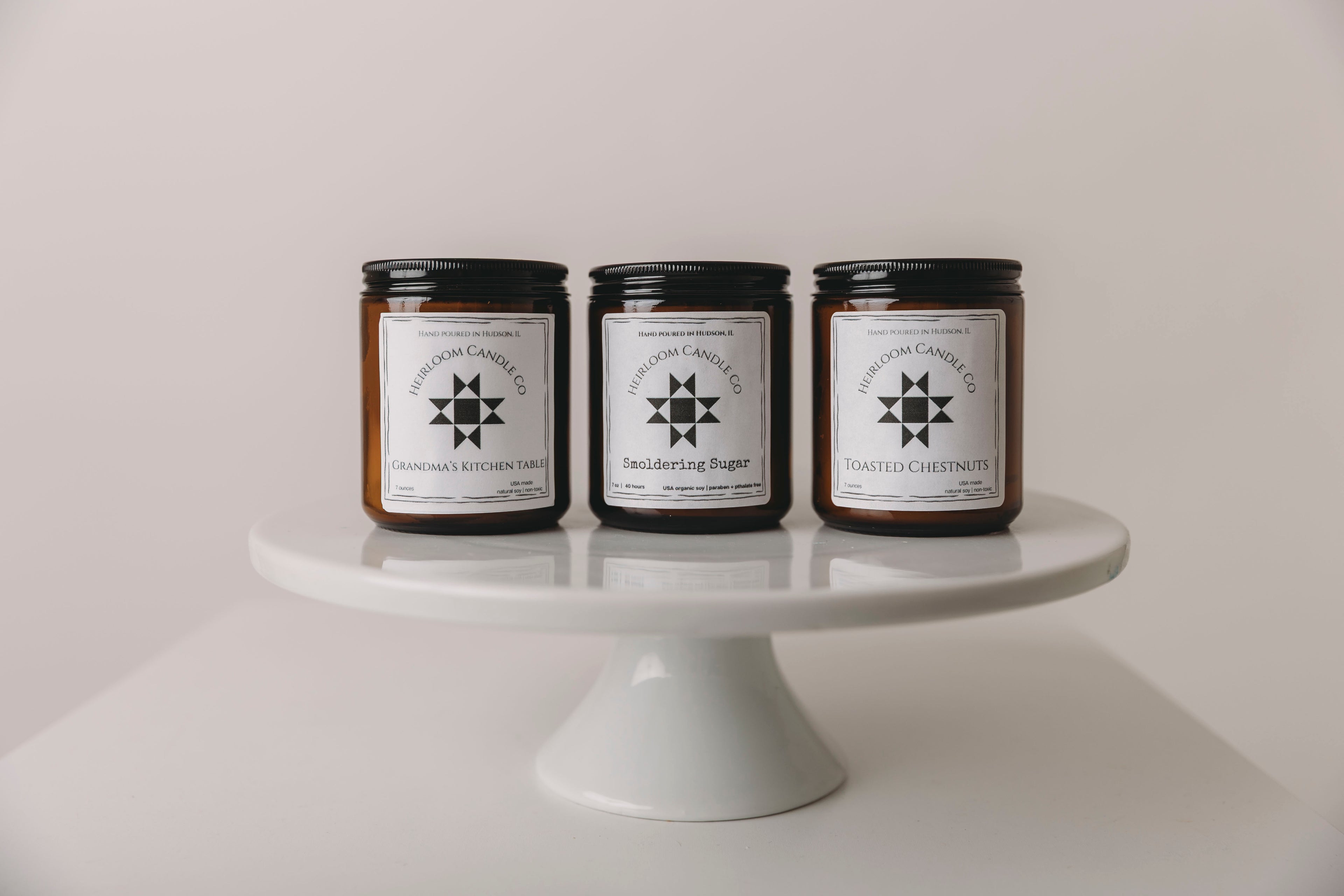 7 oz Winter Soy Candle Collection | Glass Jars with Metal Lid | Rich and Cozy Scents | Non-Toxic Soy Candle